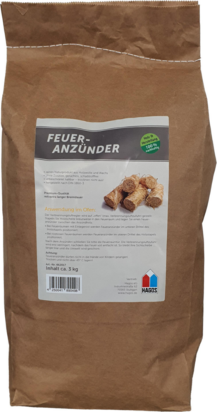 Bild 1 von Premium Holzwolle Feueranzünder Beutel Premium Holzwolle Feueranzünder, 3 kg, ca. 240 Anzünder